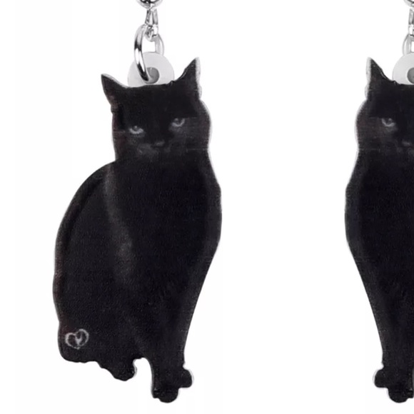 Black Cat Acrylic Earrings - Picture 6 of 6